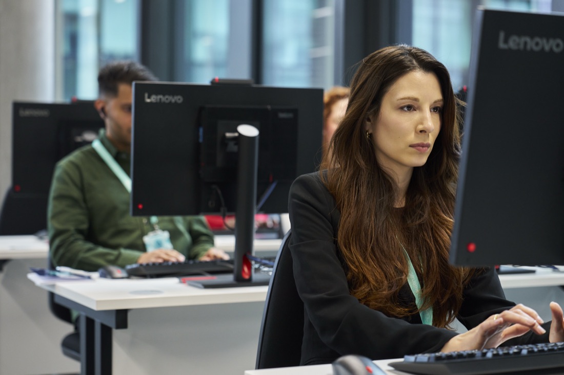 A student working at a desktop computer
